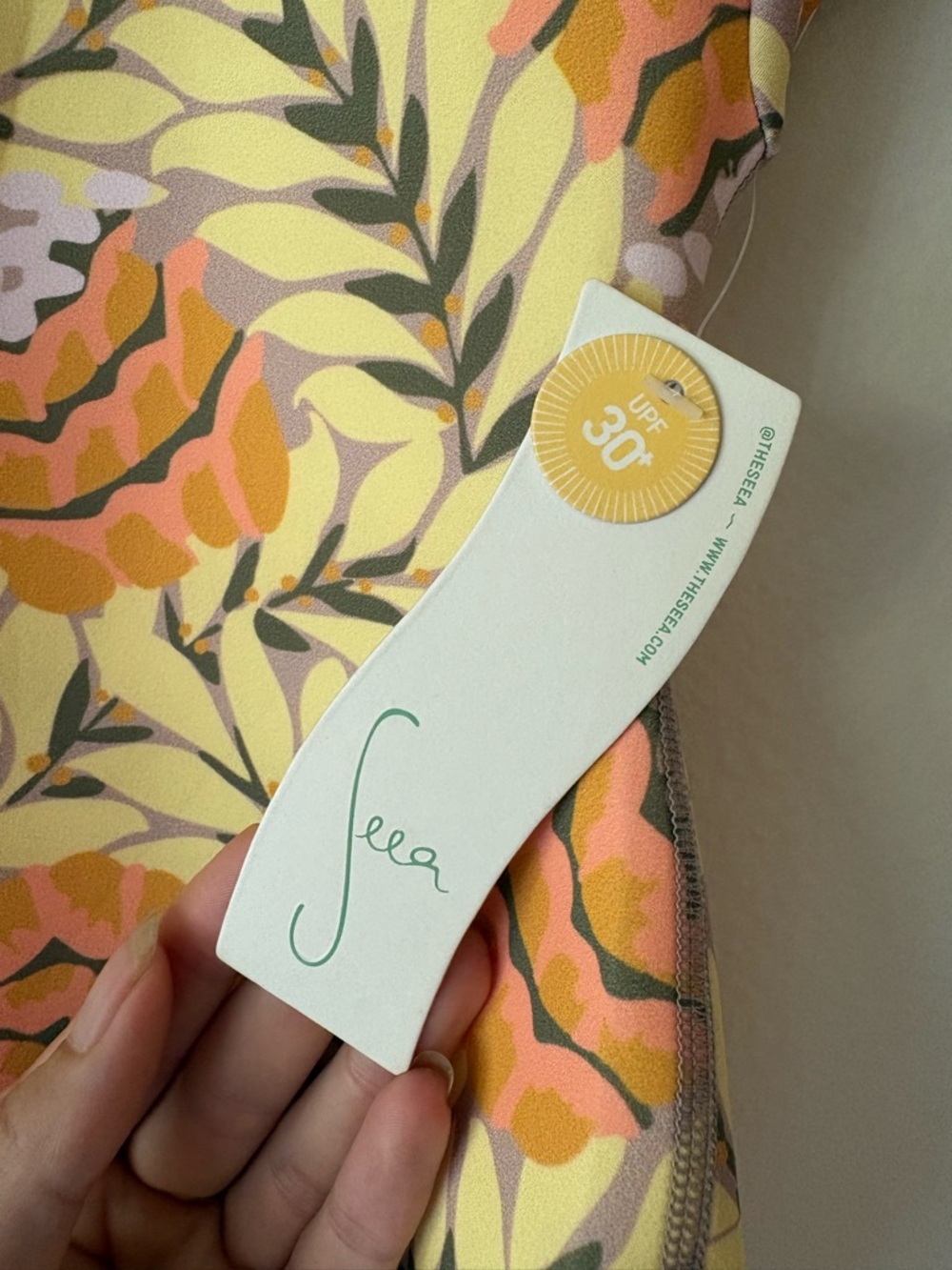 Seea Yellow & Orange Floral Long Sleeve Swimsuit NWT - Picture 2 of 4